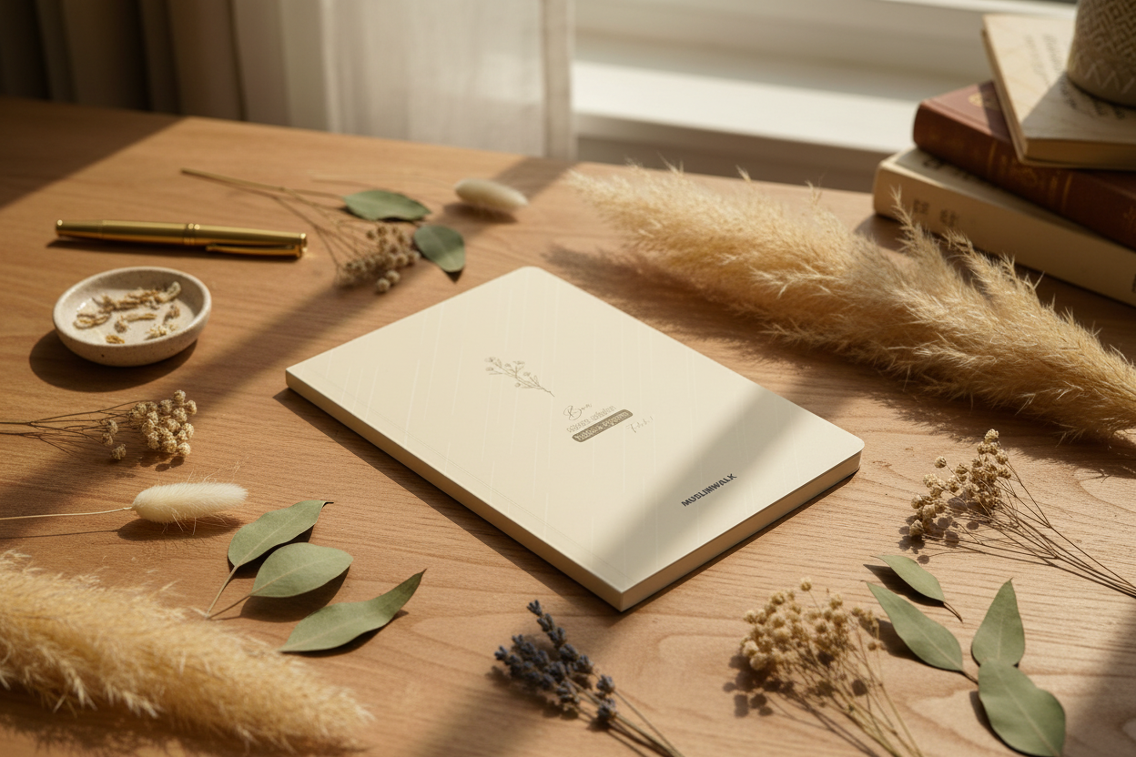 Aesthetic Notebook - Sand Beige Minimalist Floral Edition