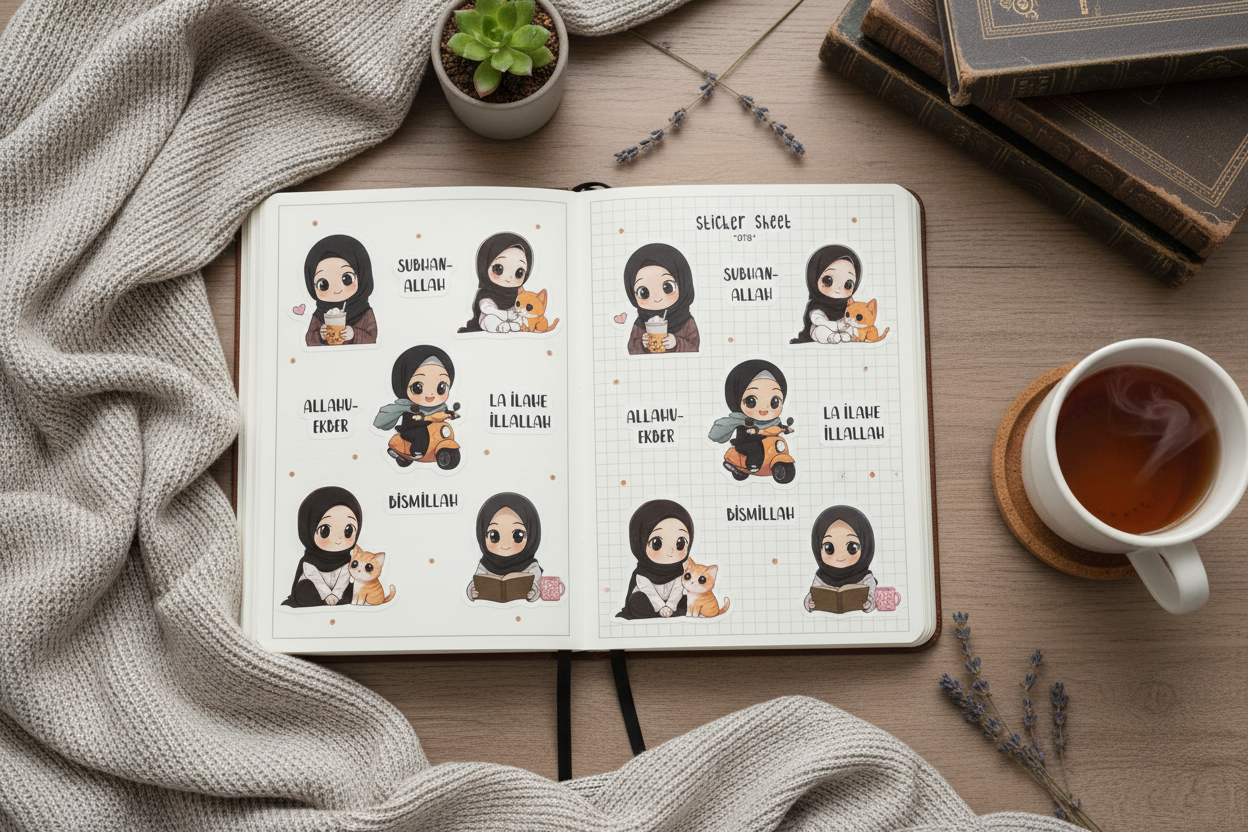 Stickerbogen "Aria" – Herzliche Alltagsbegleiter im Chibi-Stil