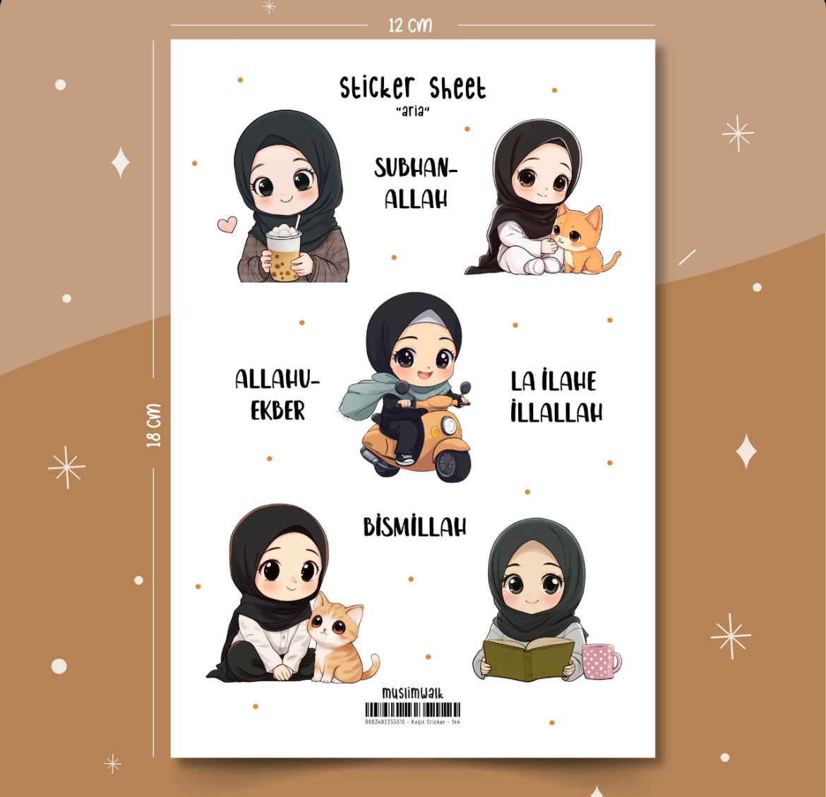 Stickerbogen "Aria" – Herzliche Alltagsbegleiter im Chibi-Stil